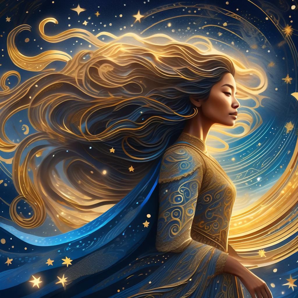 Luxurious Galaxial Goddess in a Celestial Night