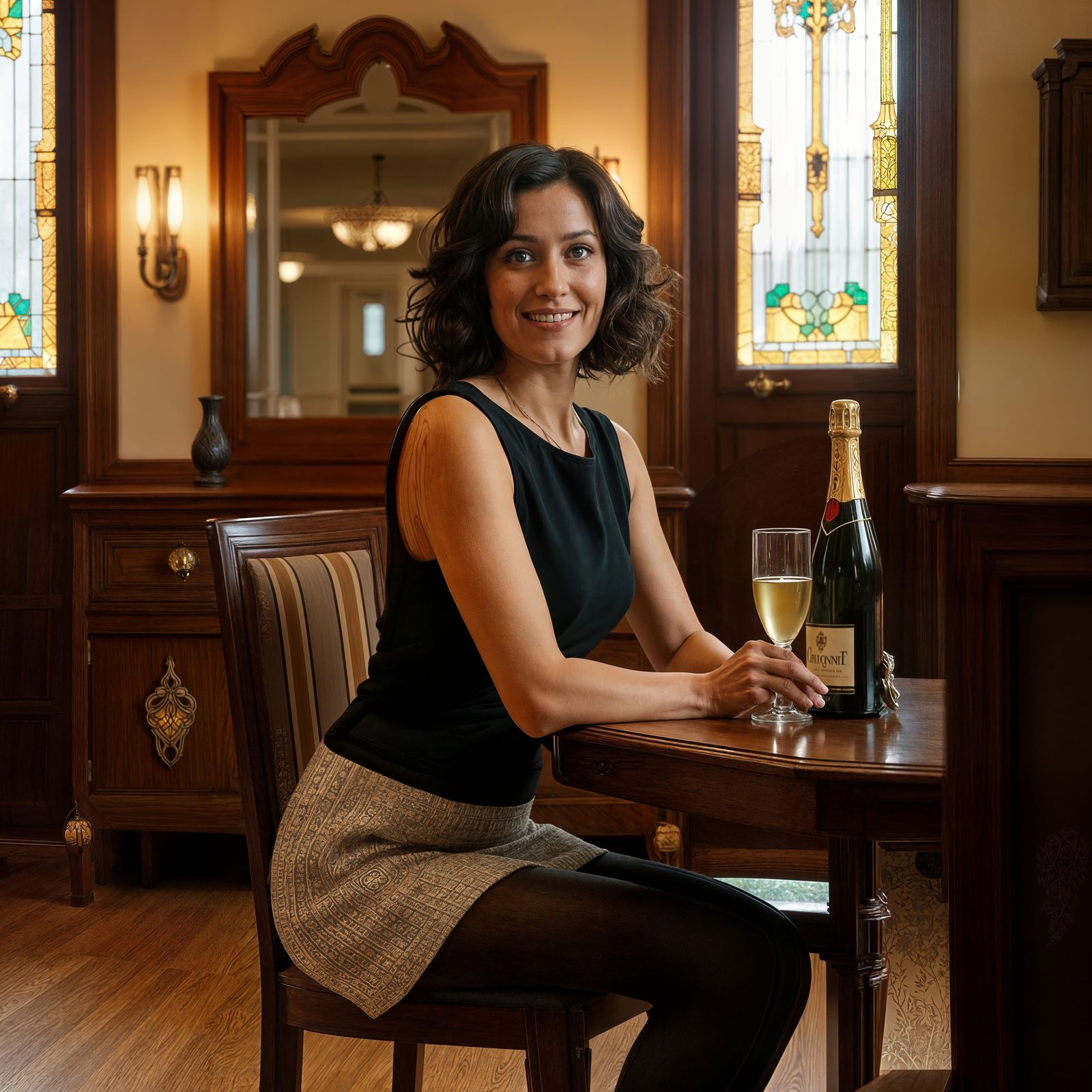 Elegant Dining Room in Frank Lloyd Wright Style
