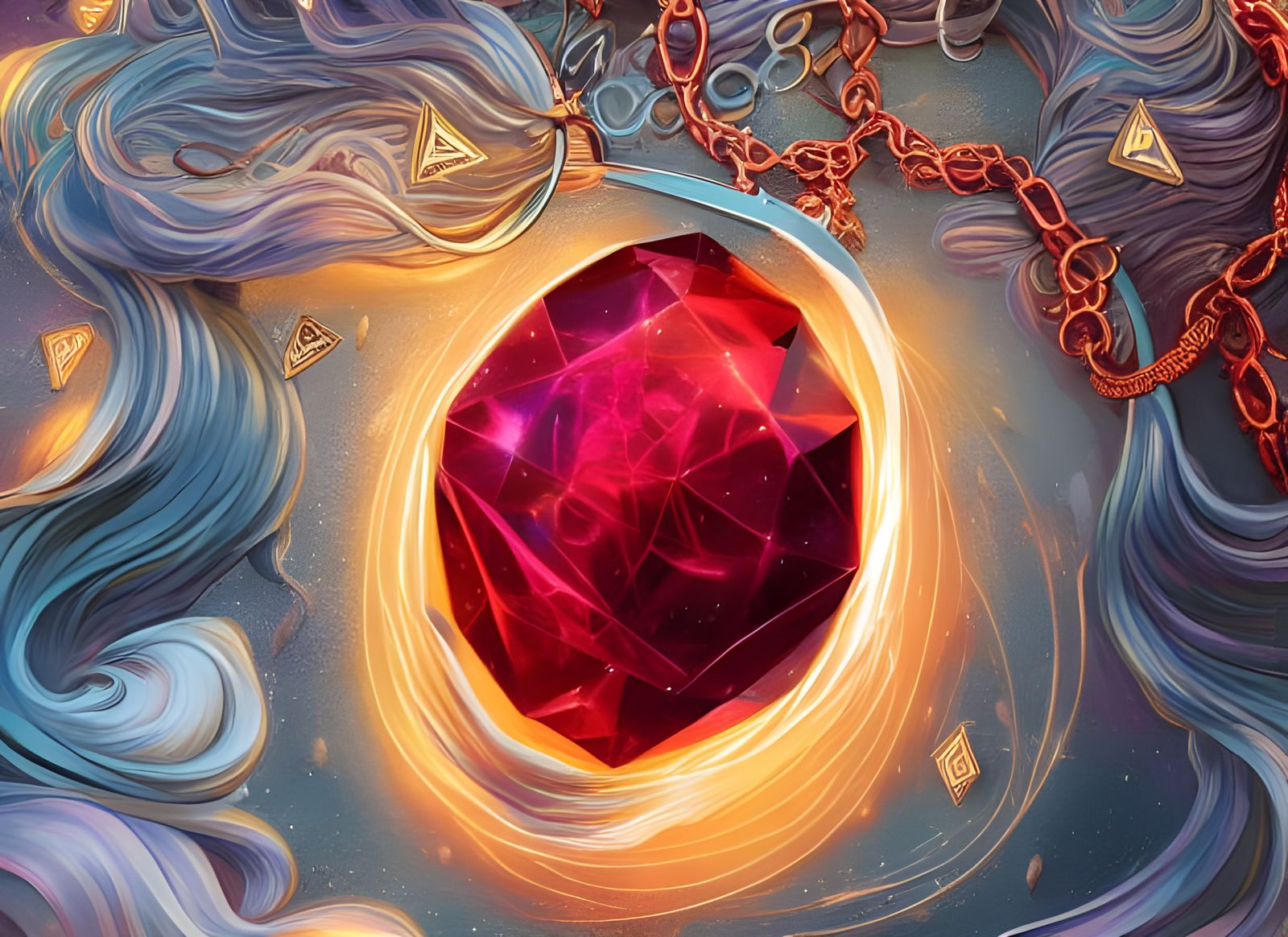 Digital Masterpiece of Mox Ruby in Cinematic Style