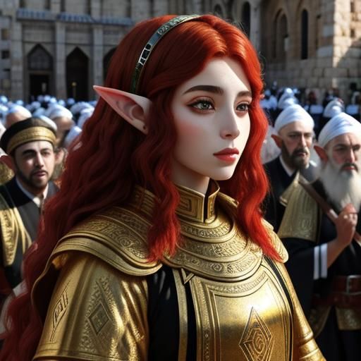 Ancient Jewish Cityscapes with Red-Haired Elves