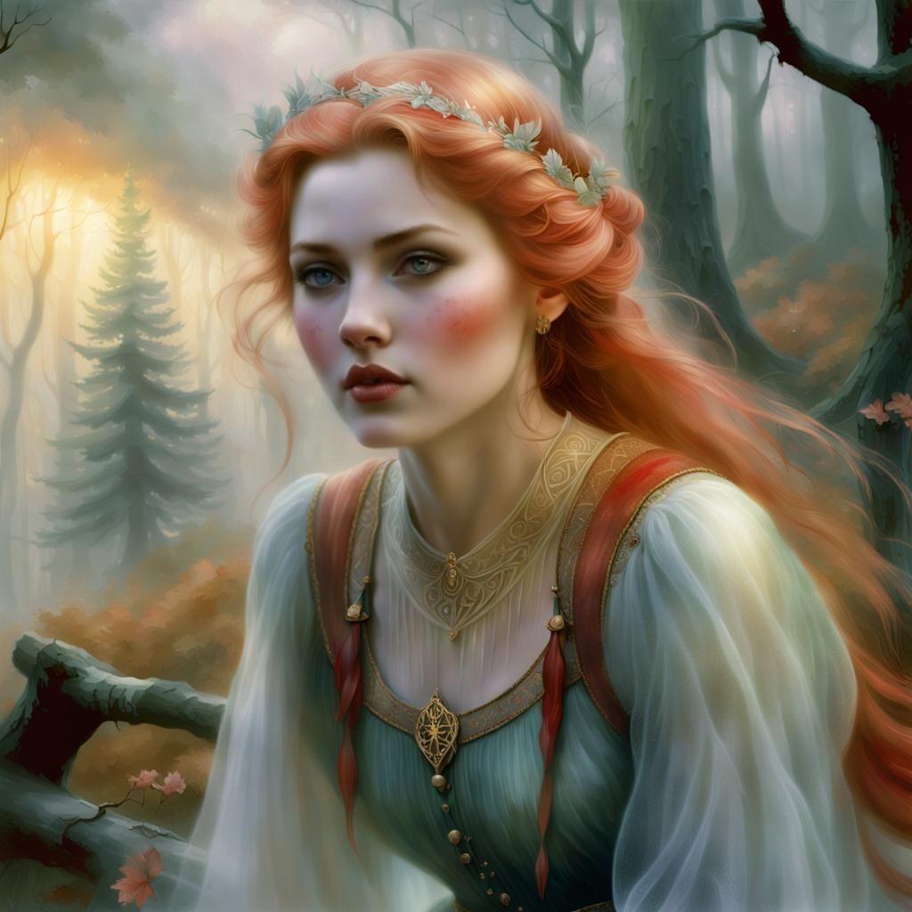 Ethereal Fantasy Cossack Princess in a Bloody Dream