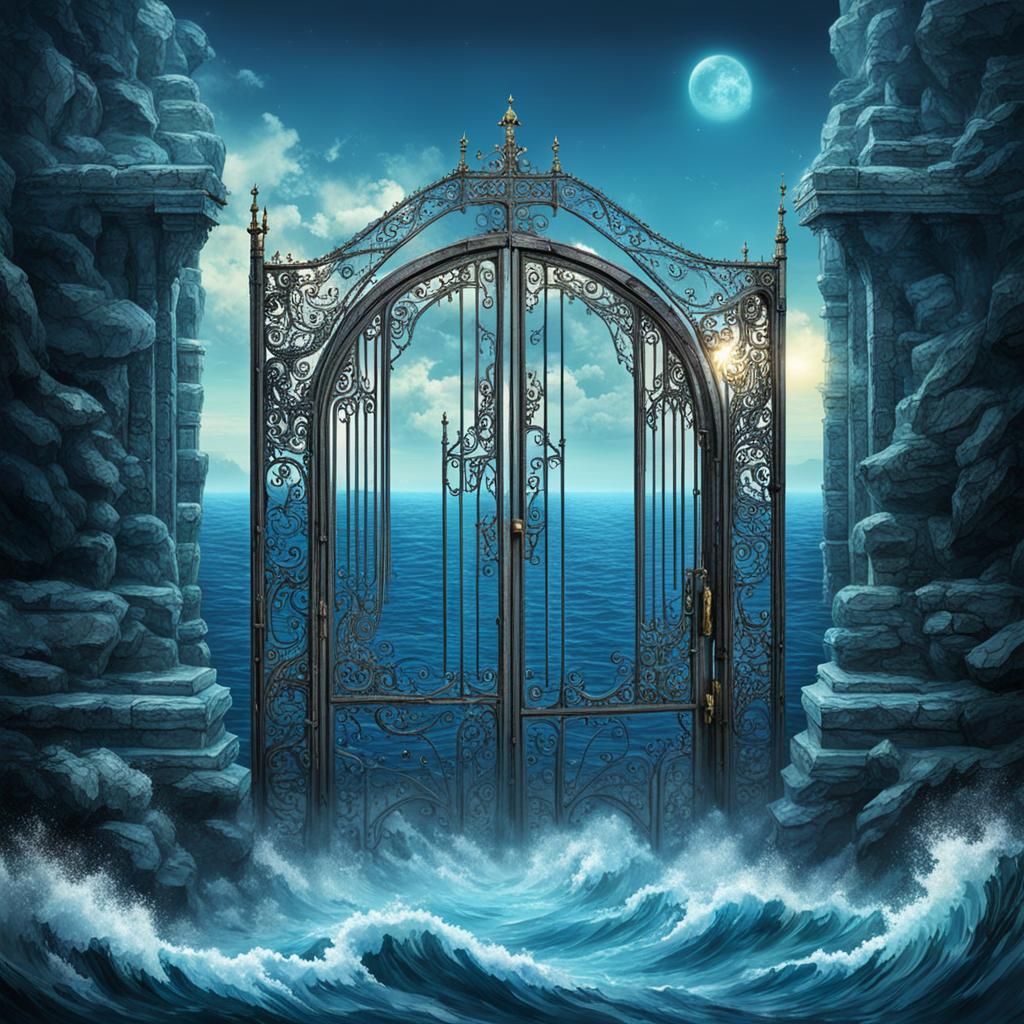 The Gate of Oblivion Suspended Over Azure Waters