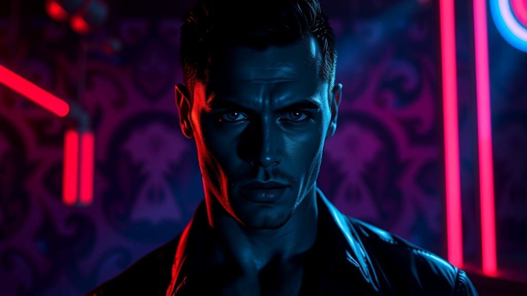 Ethereal Club Figure Emerges from Volumetric Shadows