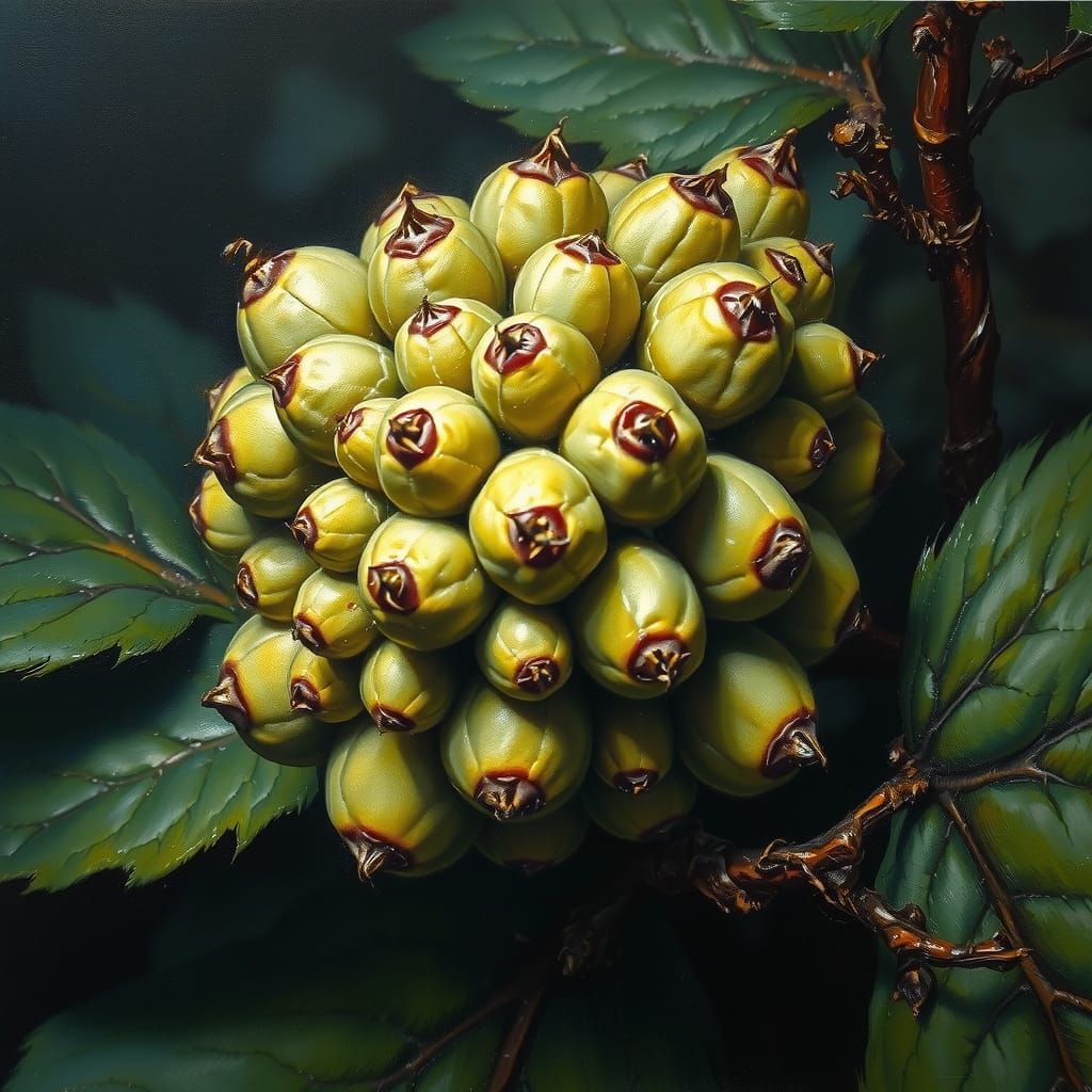 Grimdark Corrupted Berry Bush Masterpiece Oil Painting