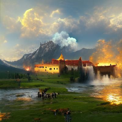 Flooded castle