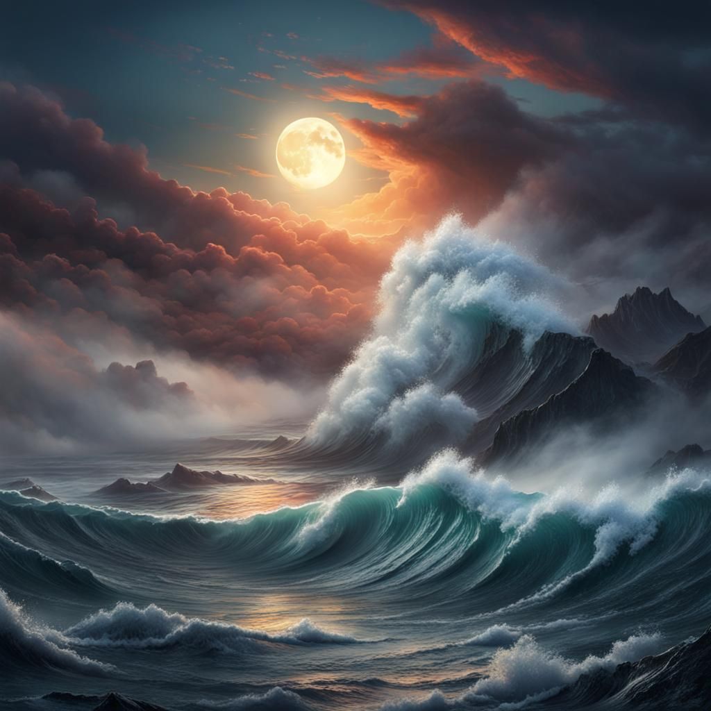 Ethereal Stormy Seascape in Eugene Garin Style