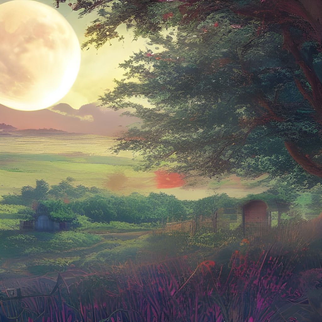 Clarkson's Farm Under Pale Red Daylight Moon