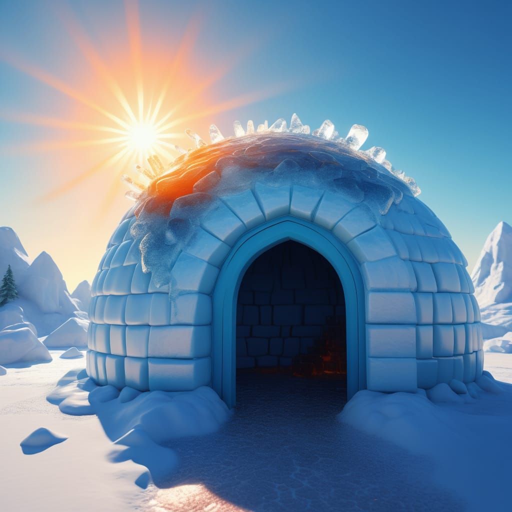 Melting Igloo in Dreamlike Digital Painting