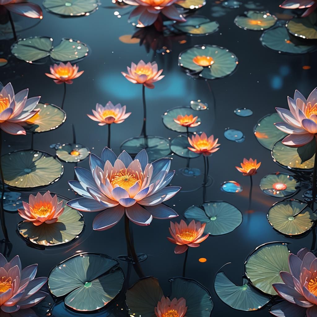Ethereal Glass Lotus in Mystical Bloom