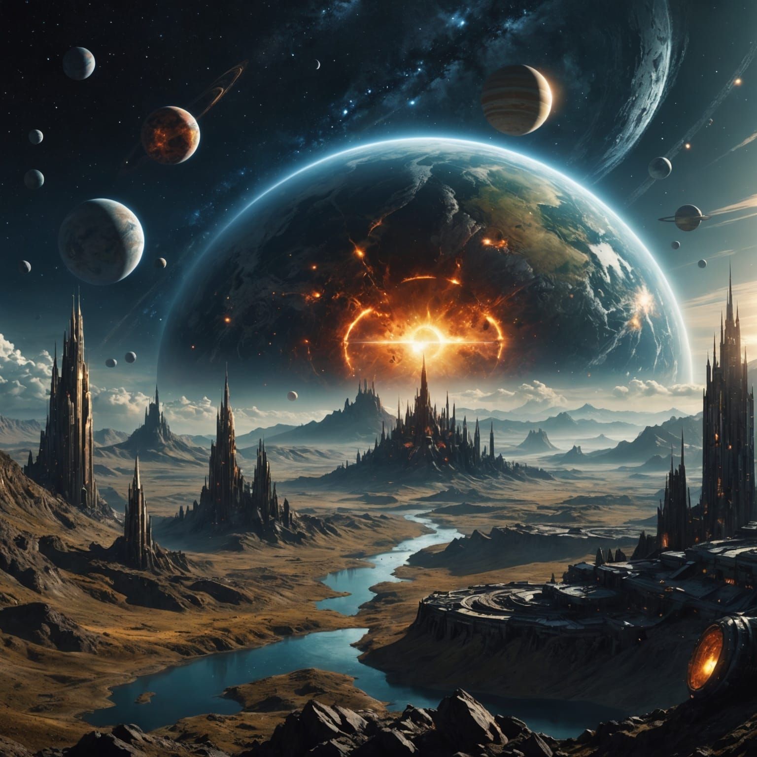 Galactic Convergence: Cosmic Beauty in Collision