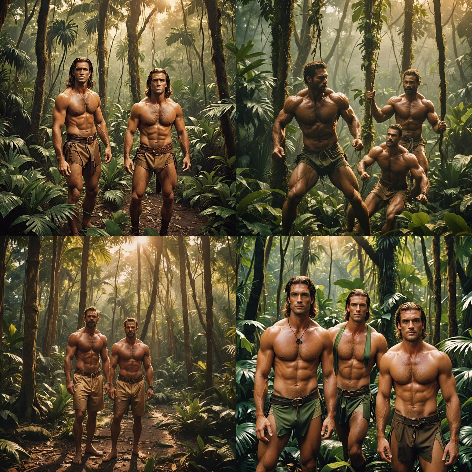 Manly Jungle Hero in Cinematic Style