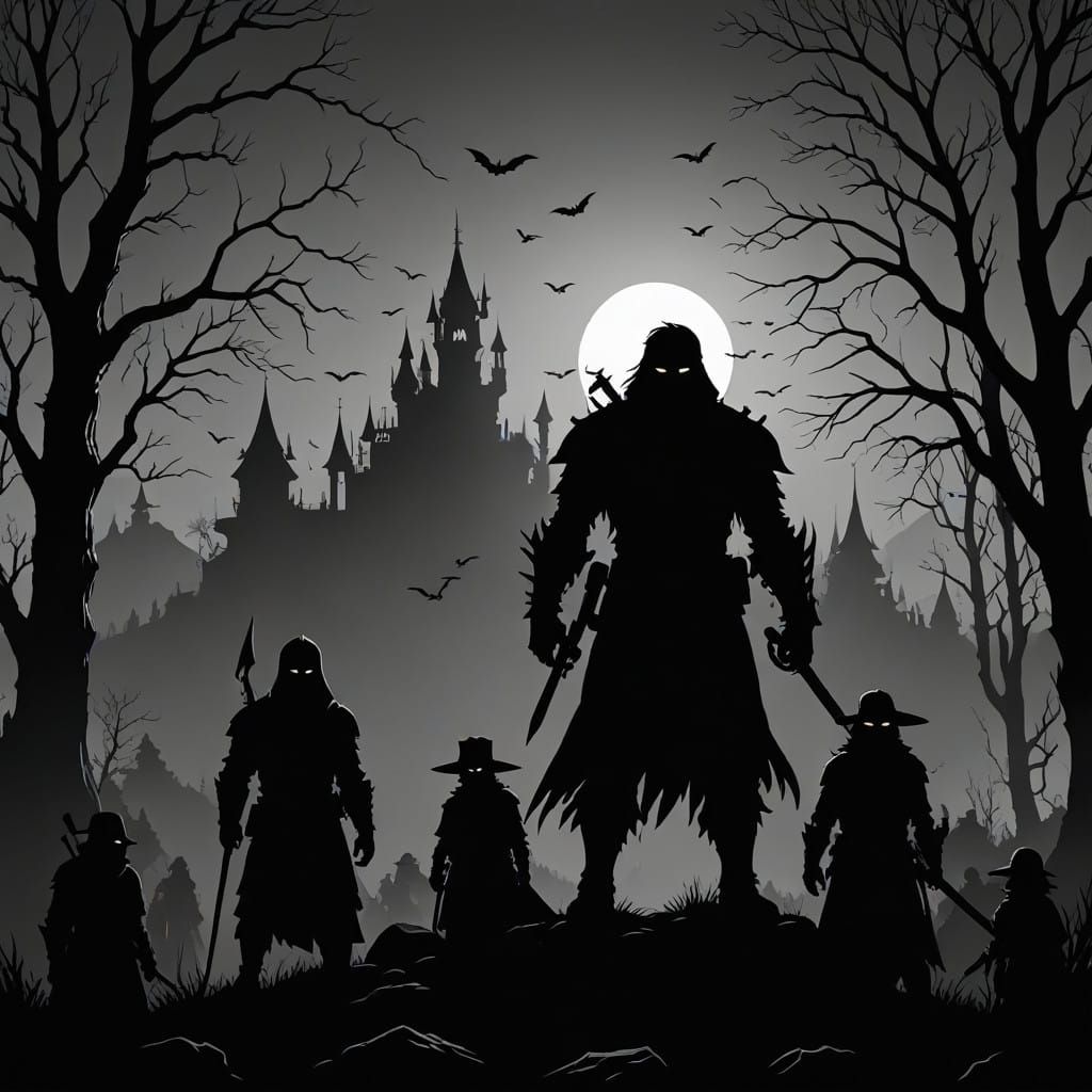 Dark Fantasy Silhouettes in Grim Art