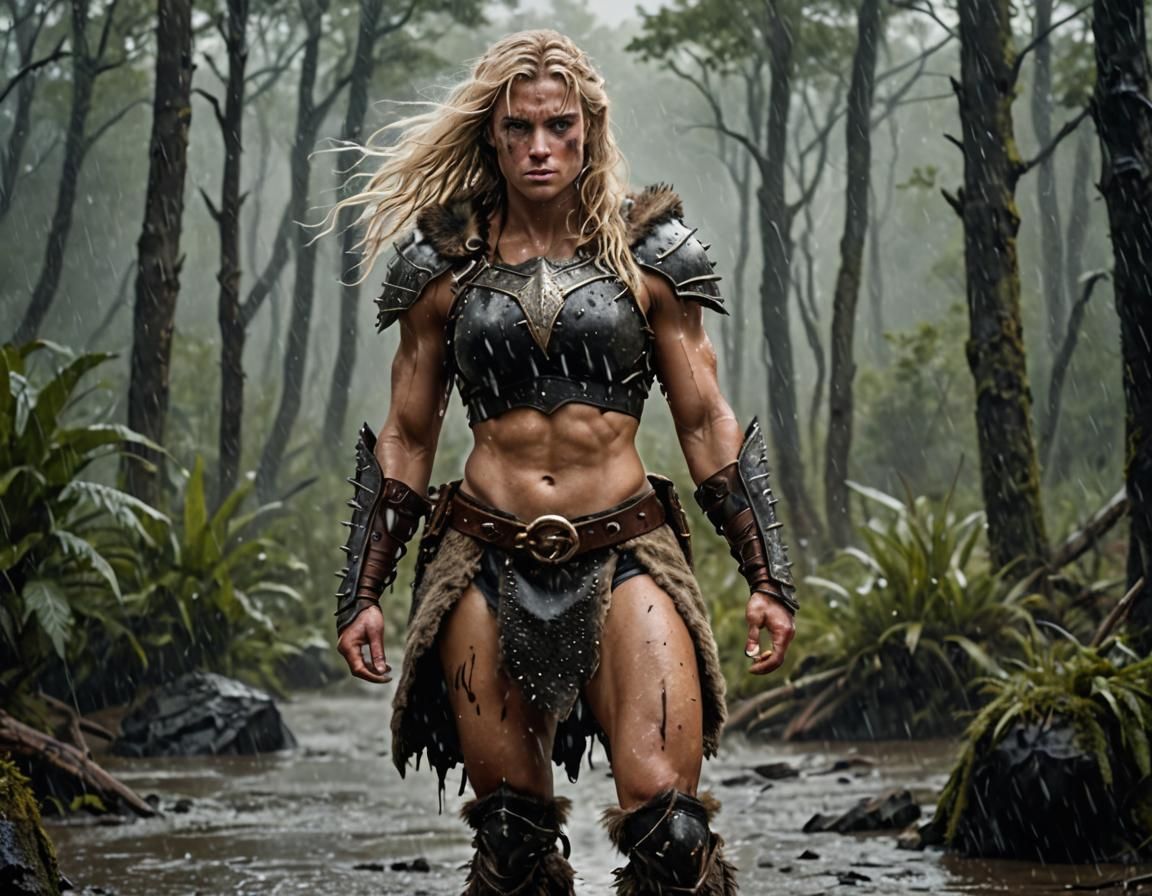 Enchanted Forest Barbarian Warrior in Hyperrealistic Medieva...