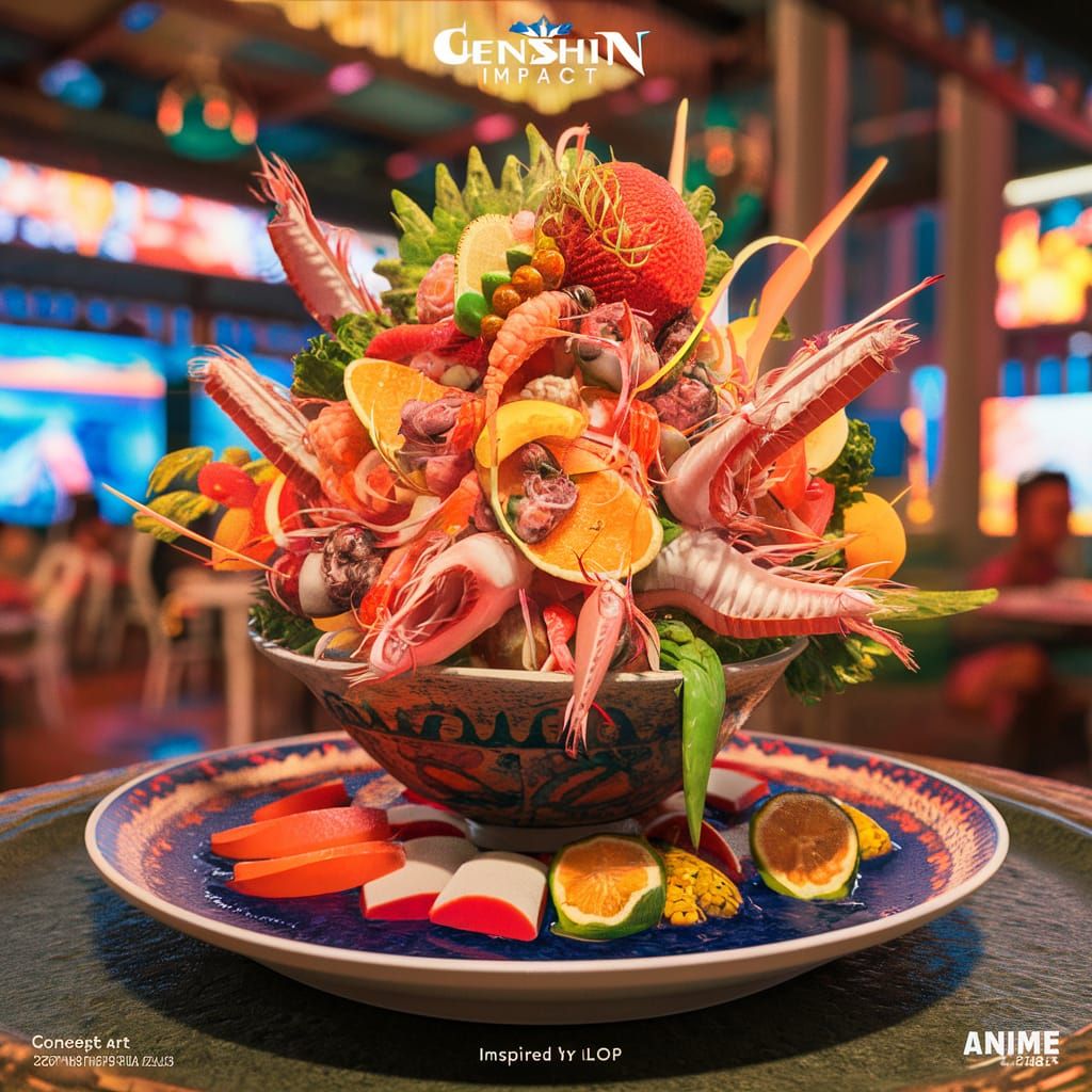Mexican Restaurant Ceviche in Vibrant Anime Style Art