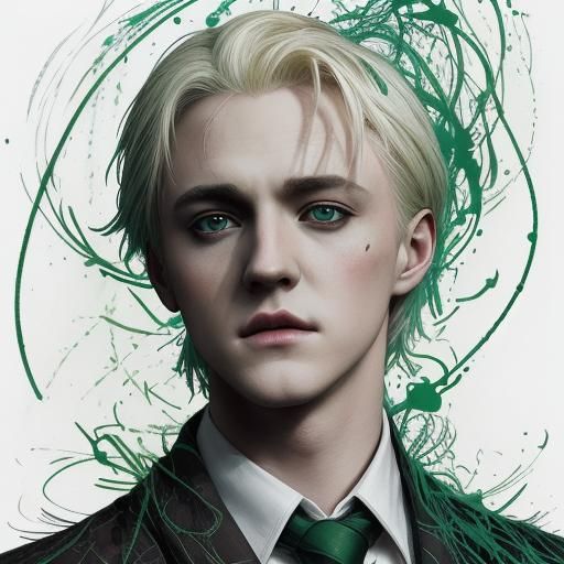 Draco Malfoy in a Whimsical Green Ethereal Portrait