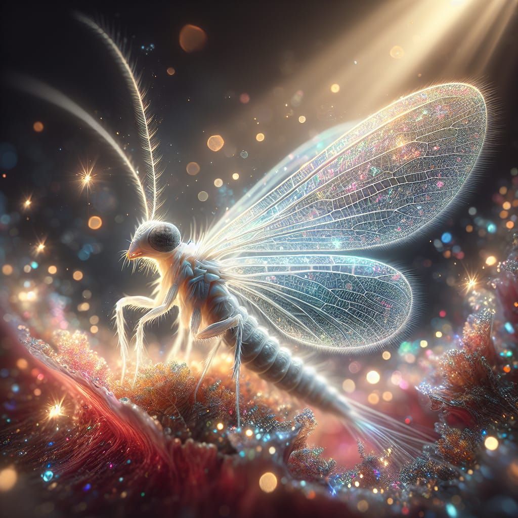 Tiny Lacewing in Ethereal Glow