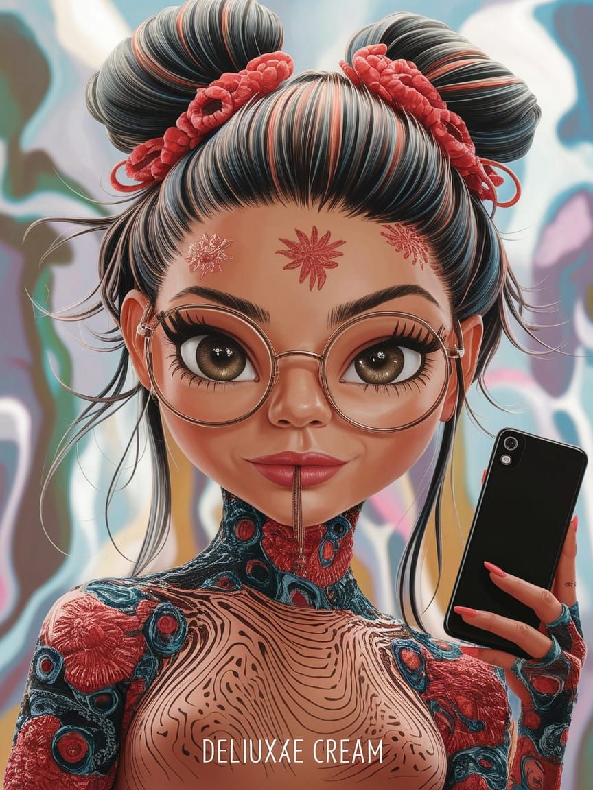 Psychedelic Coral Cream Abstract Painting