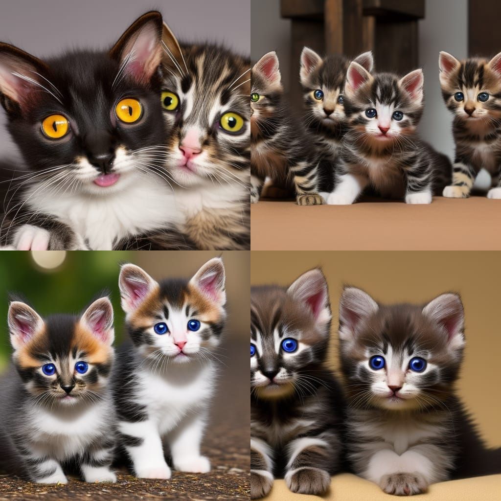 Hyperrealistic American Bobtail Kittens in Photorealistic Pl...