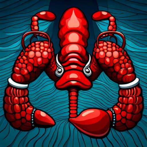 Red Lobster in Dali-Inspired Surrealism, Intricately Detaile...