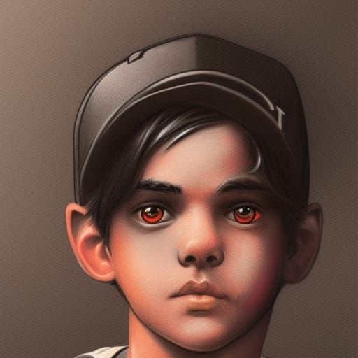Boy with Baseball Cards: Detailed Matte Painting Portrait