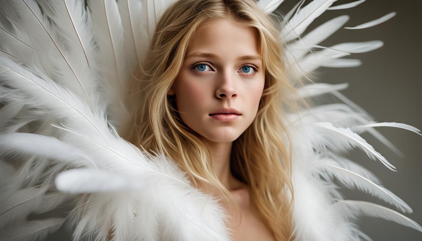 Ethereal Portrait of a Blonde Girl in Winter Wonderland