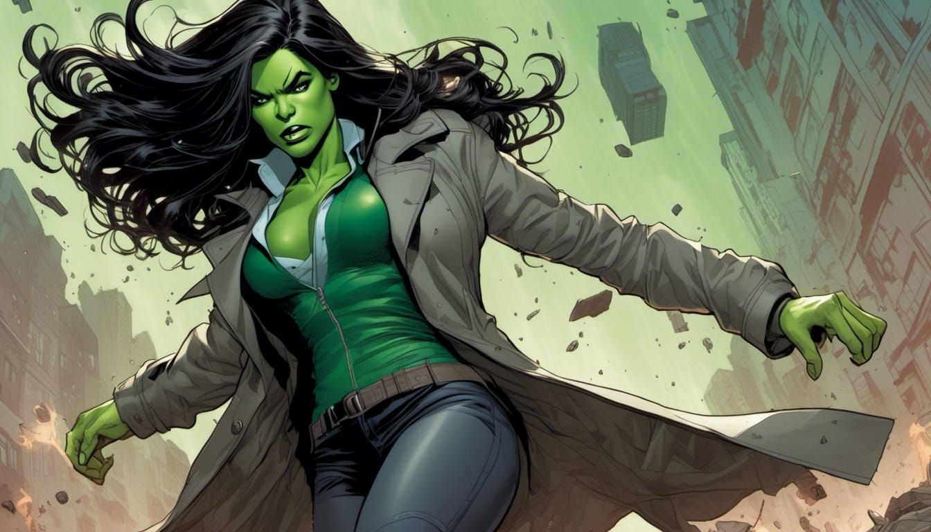 Marvel's She-Hulk Dons Dark Gray Trench Coat