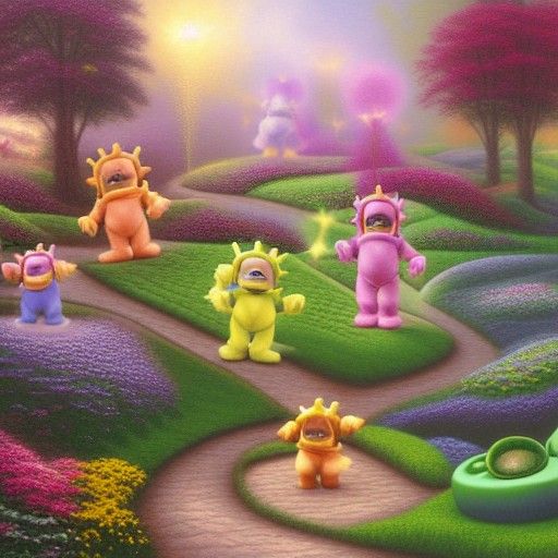Ethereal Teletubbies Enjoy Whimsical Accordion Serenade