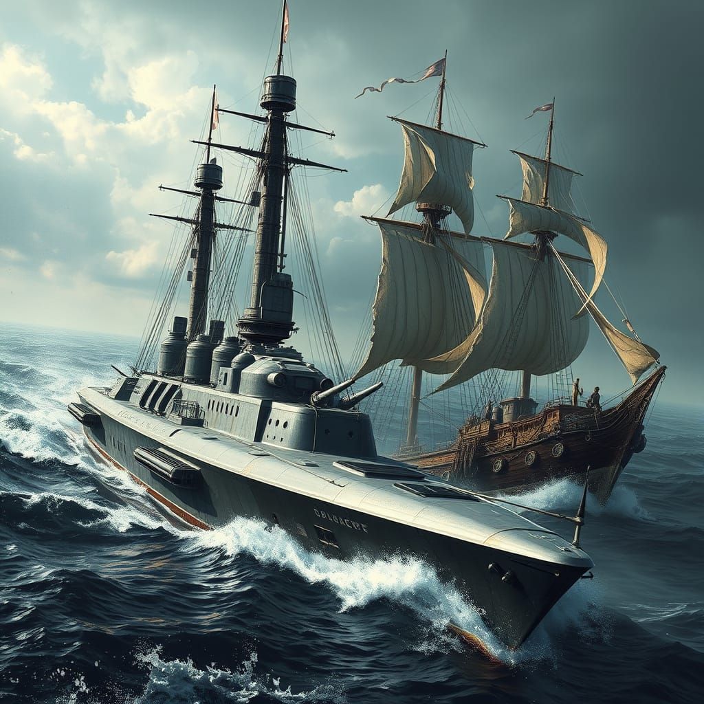 Modern Warship and Ghost Ship Unite Against a Common Foe