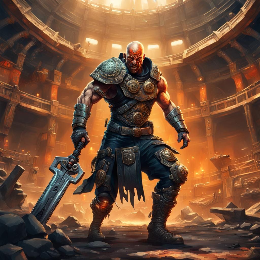 Muscular Sci Fi Gladiator in Detailed Arena