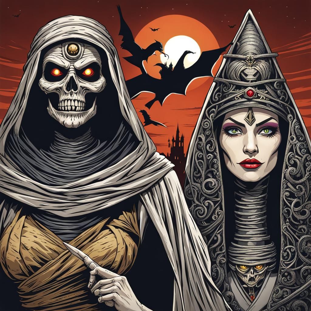 Ancient Evil Mummy and Witch Conjure Chaos