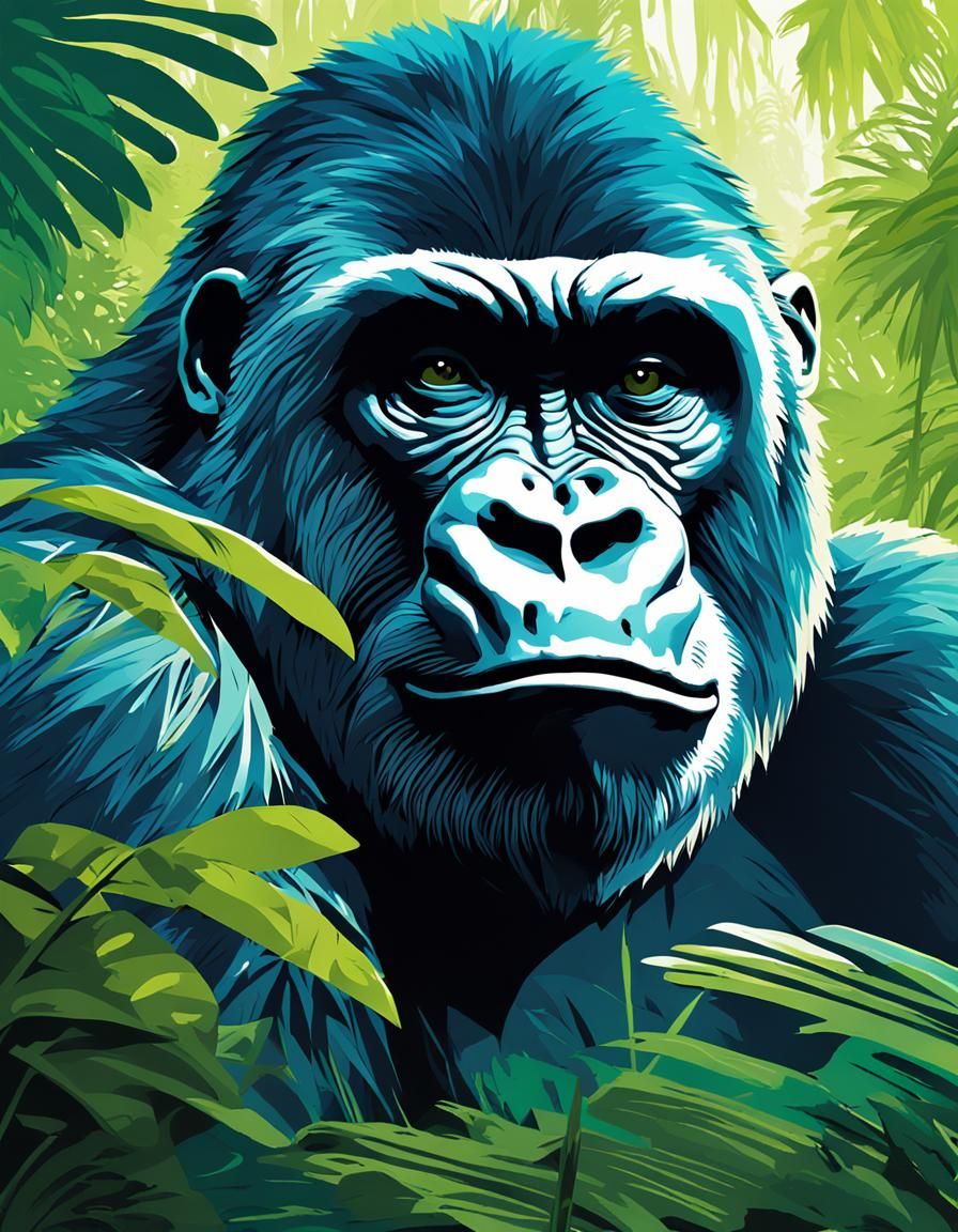 Hyperrealistic Jungle Gorilla in Dramatic Style