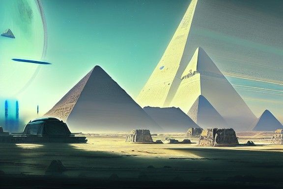 Stunning Futuristic Planetary Landscape with Egyptian Archit...