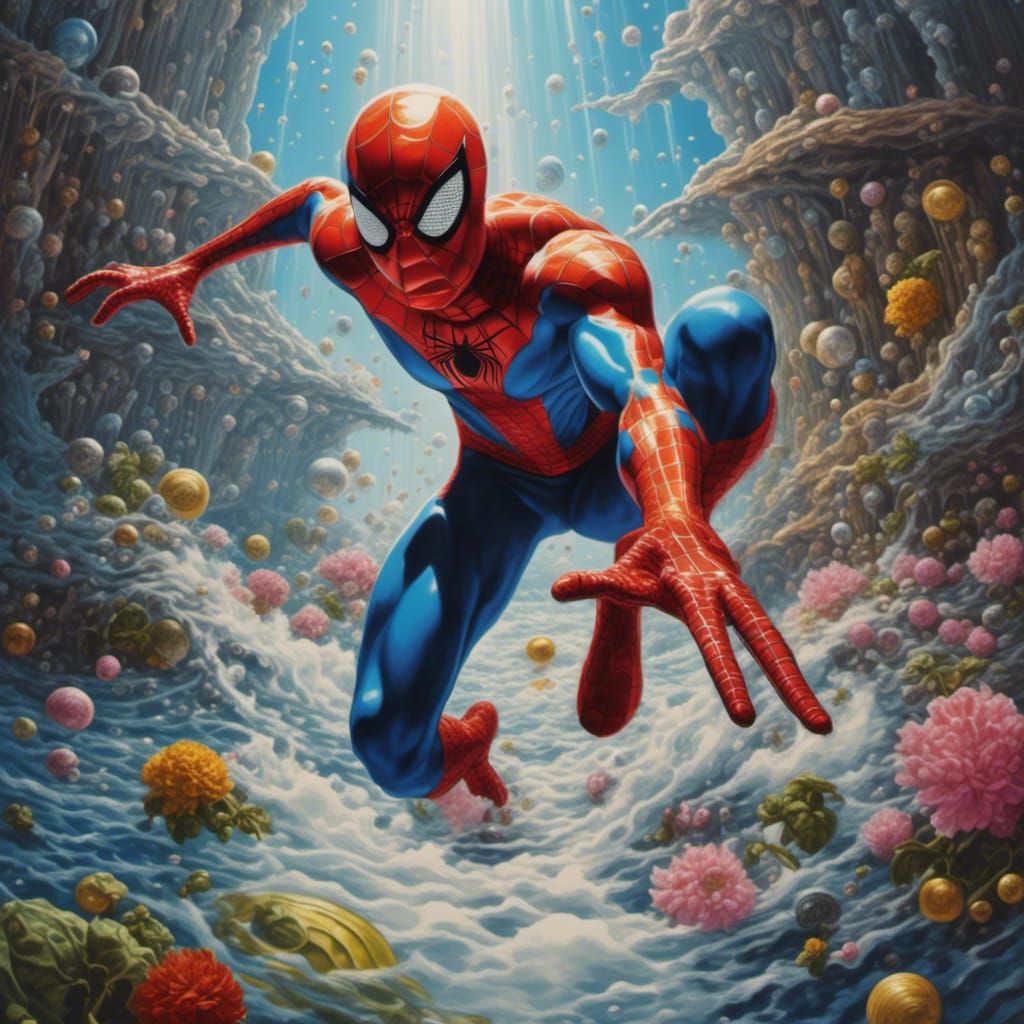 Spiderman in a Surreal, Alien Landscape