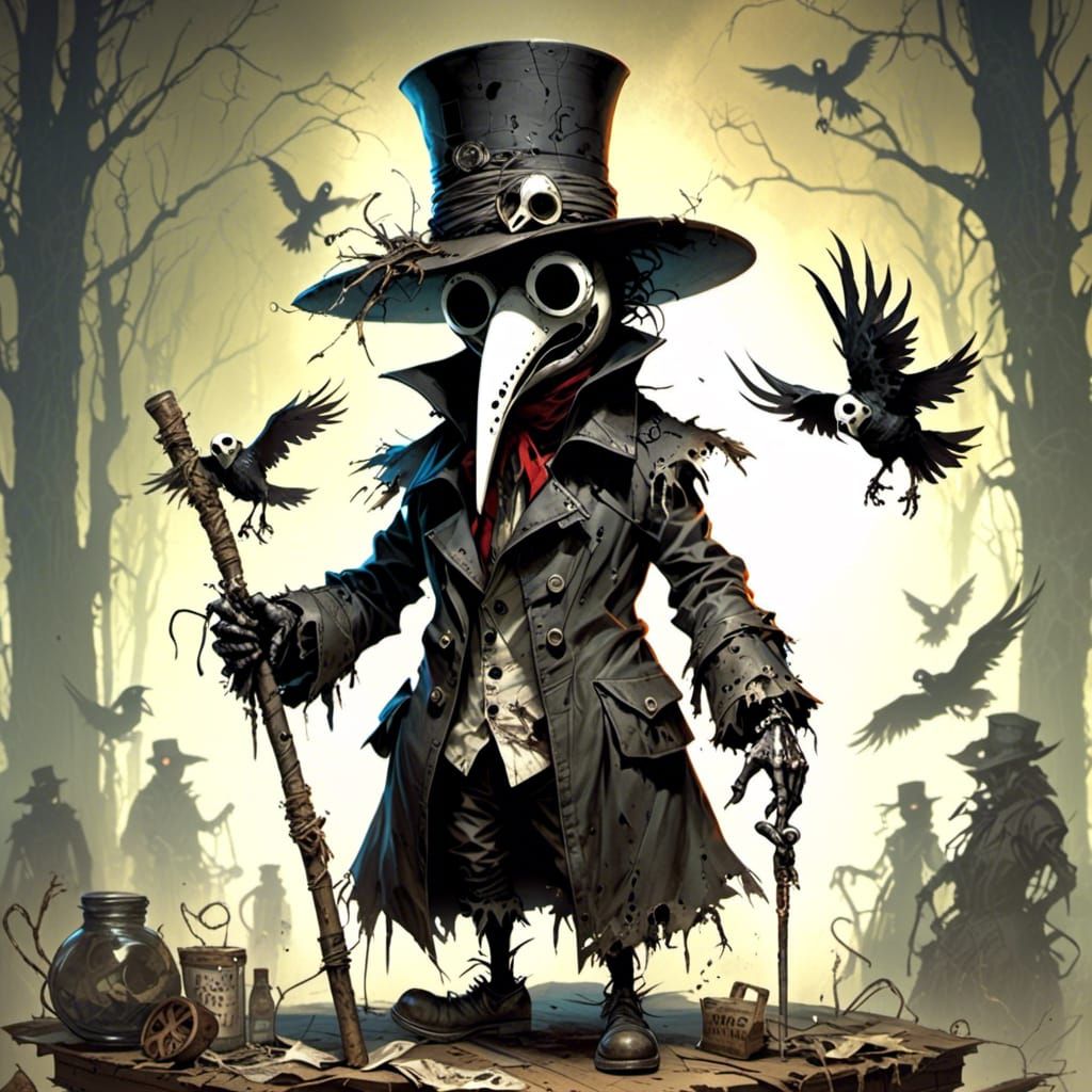 Gothic Plague Doctor Figure, Inspired by Dark Victorian Era