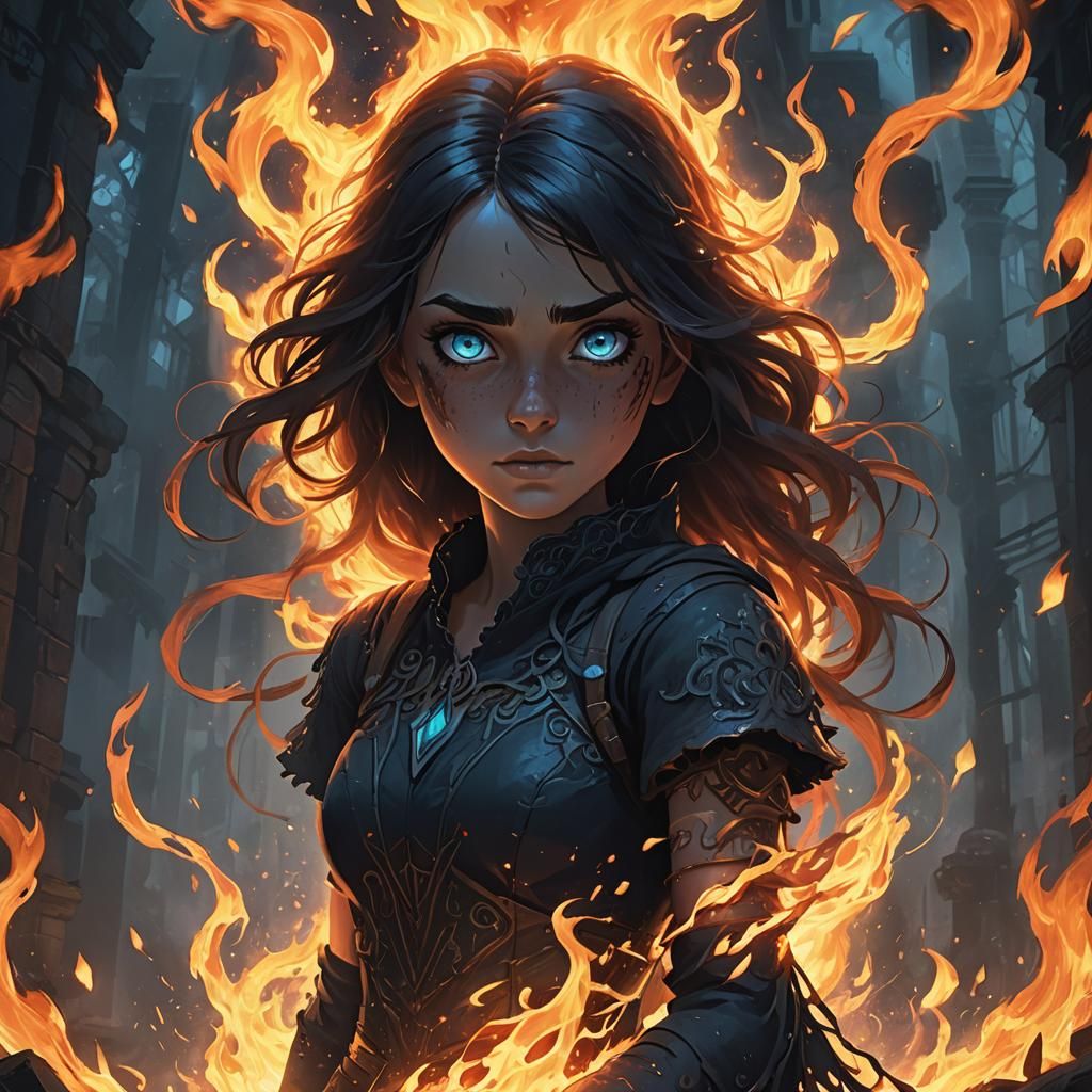 Mystical Fire Elemental Masterpiece in Hyper Detailed Digita...