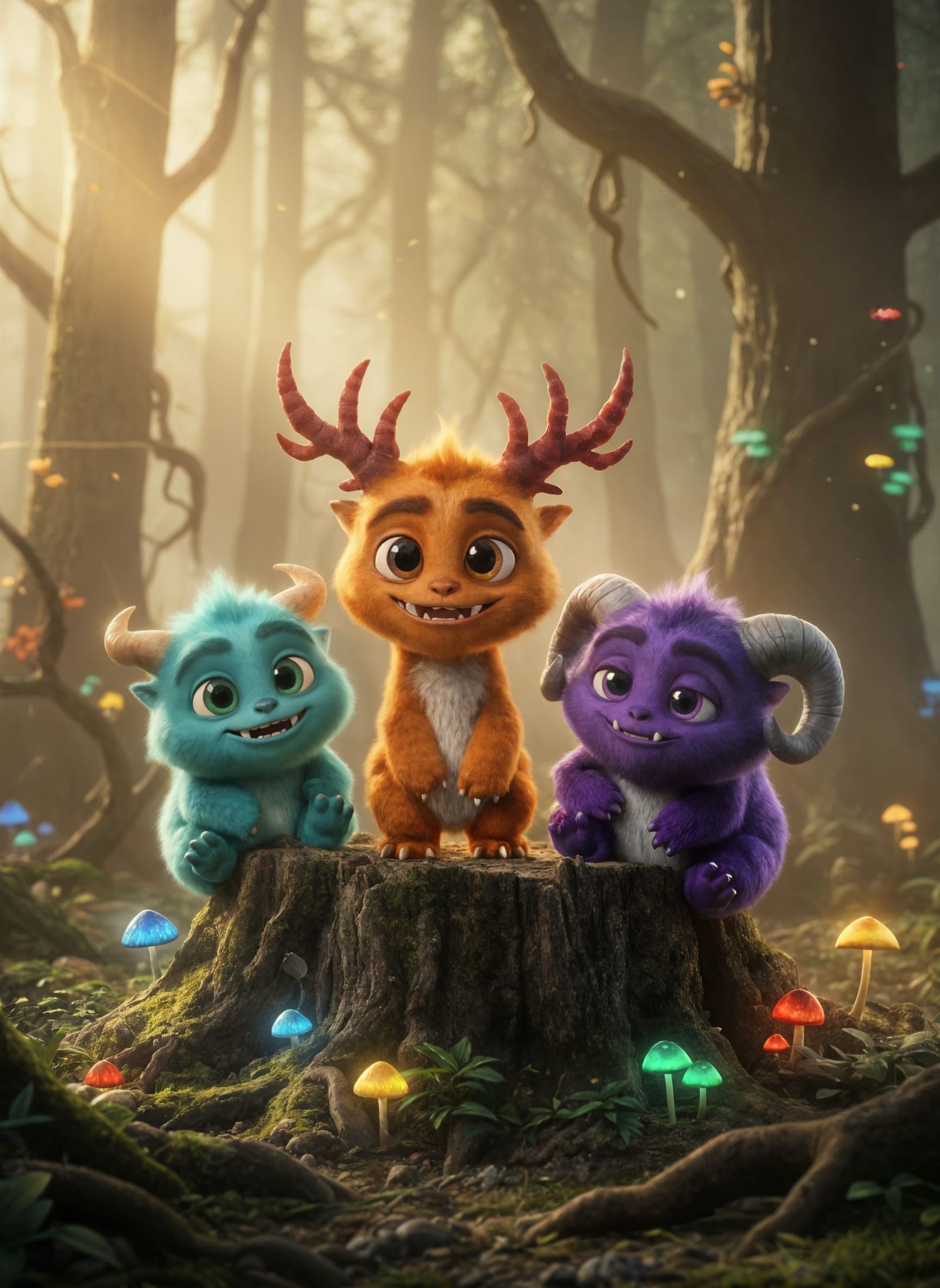 Furry Horned Monsters in Misty Forest
