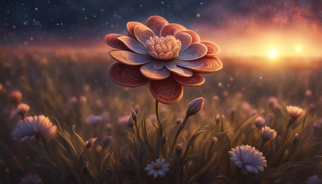 Ornate Floral Bloom Amidst a Deserted Battlefield