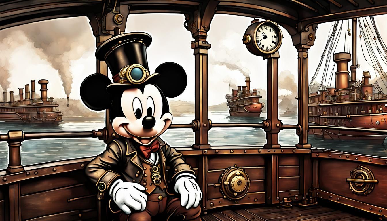 Steampunk Mickey Mouse Takes Command of an Intricately Detai...