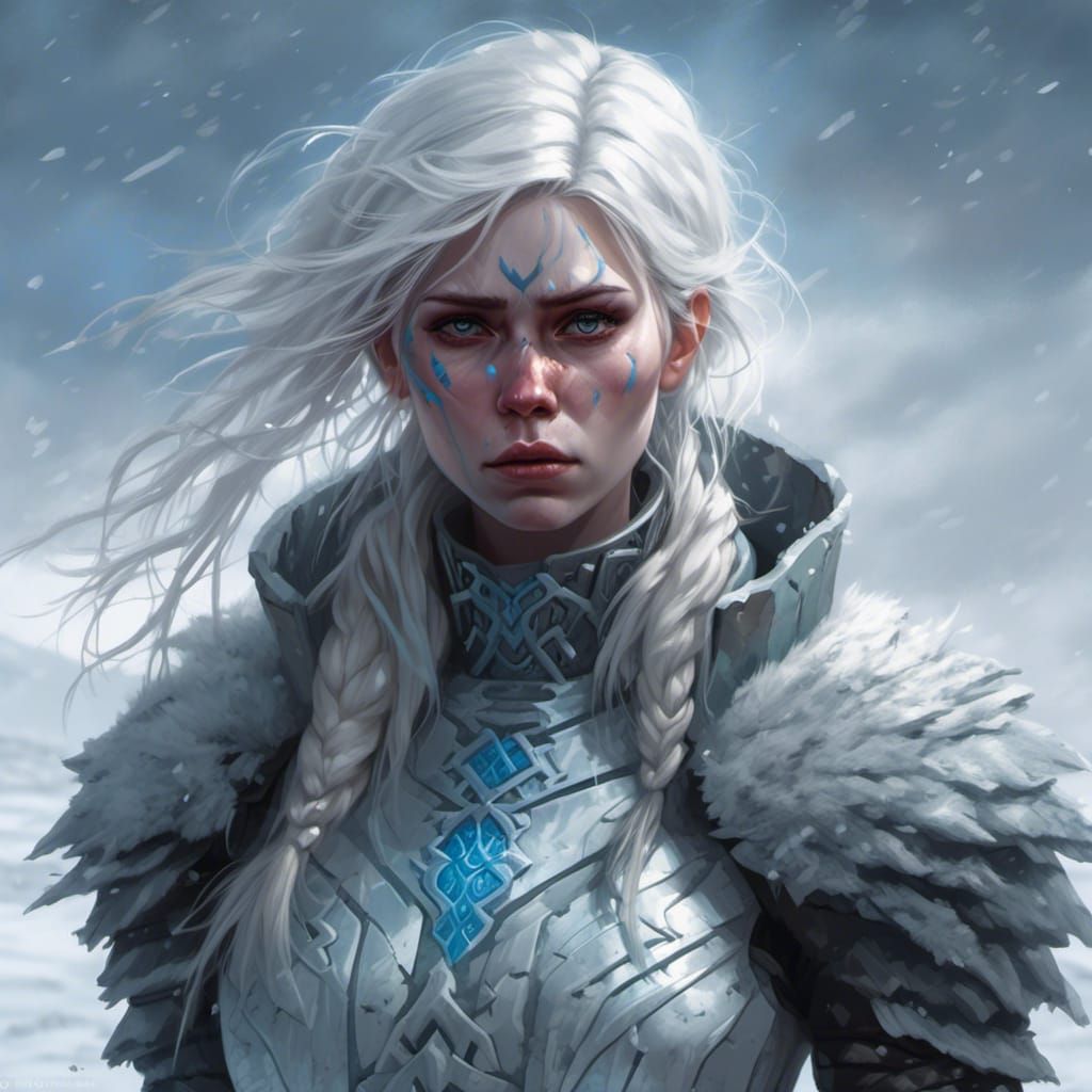 Determined Slavic Goddess in Frost Armor