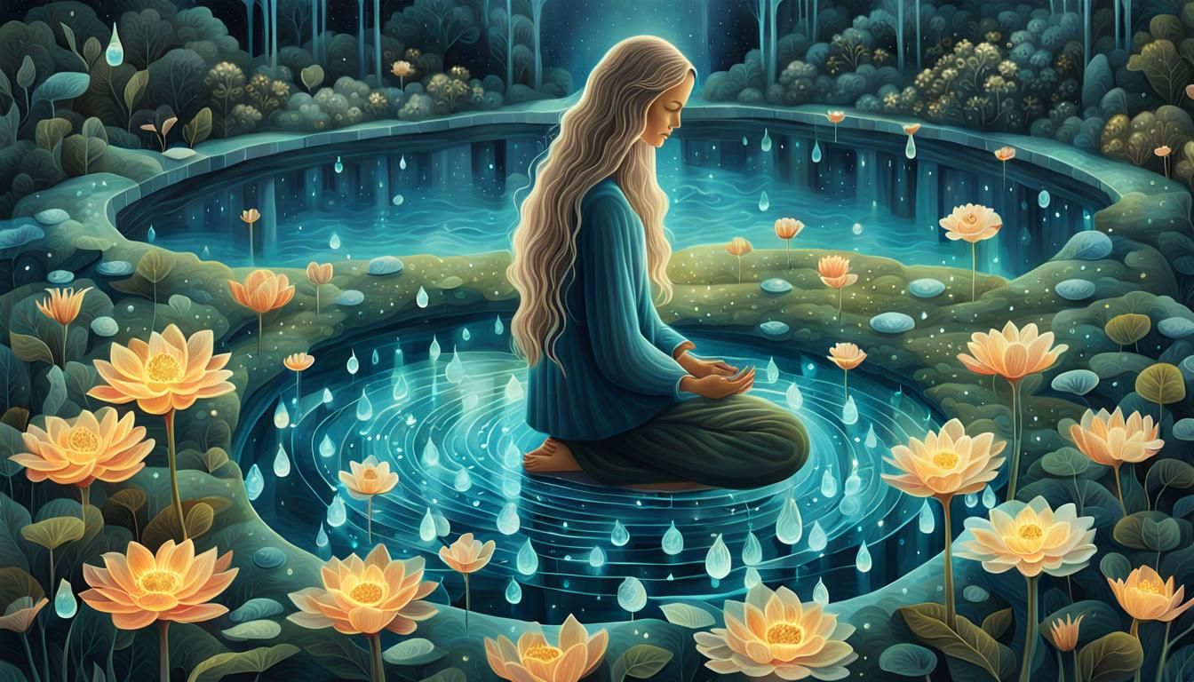 Glowing Human Form in Vibrant Sunset Landscape