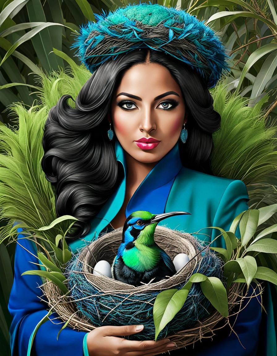 نجاح (Najah) | 🇵🇸 Palestinian sunbird portrait (Real Carto...