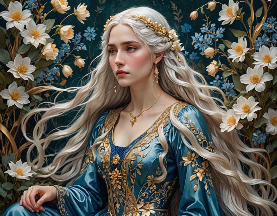 Dreamlike Lady in Whispers of Blue