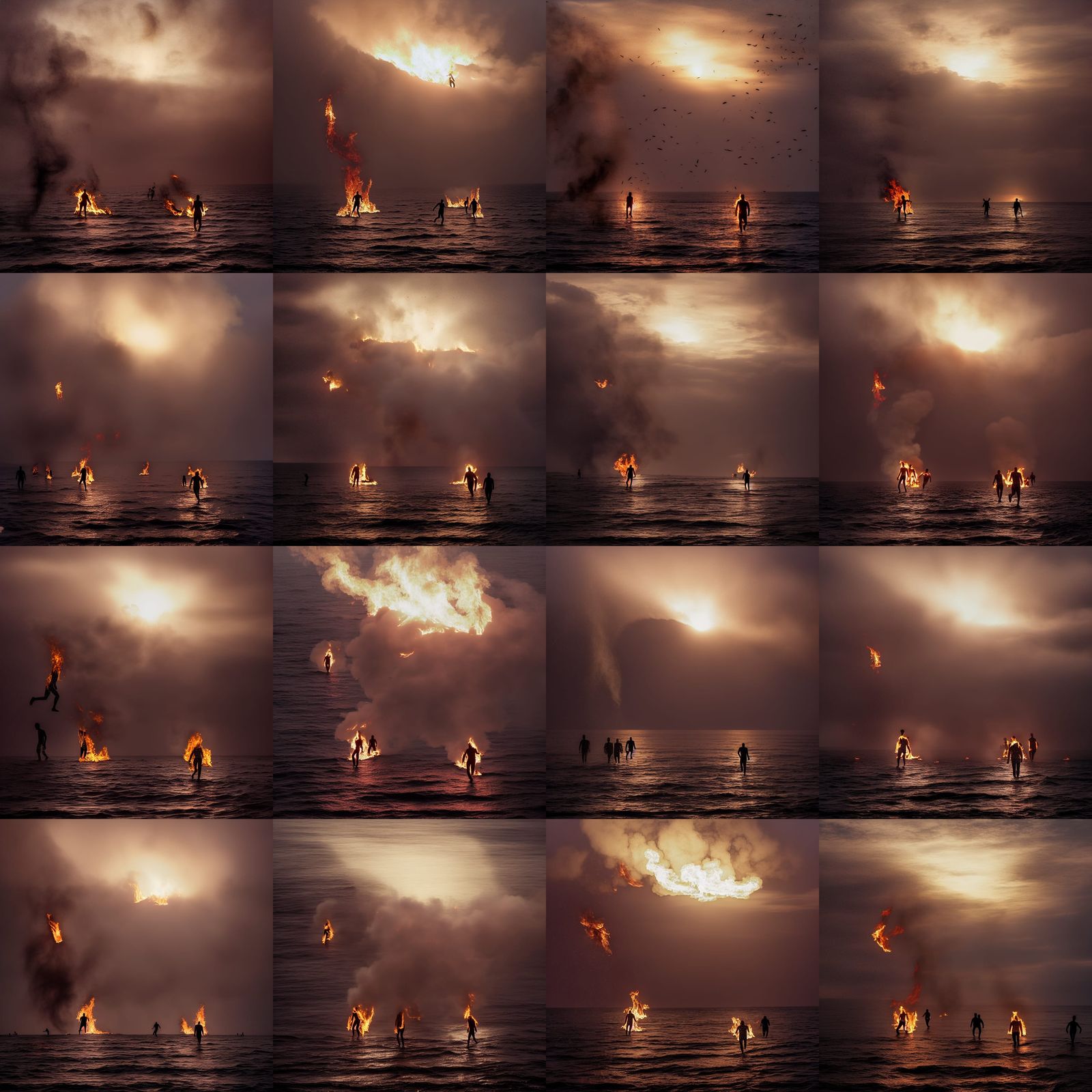 Burning Survivors Emerge from Turbulent Waters