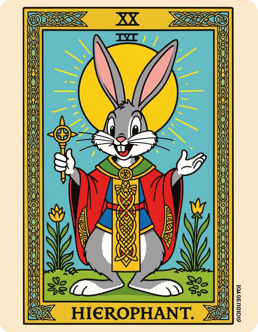 Bugs Bunny as Celtic Hierophant Tarot Card