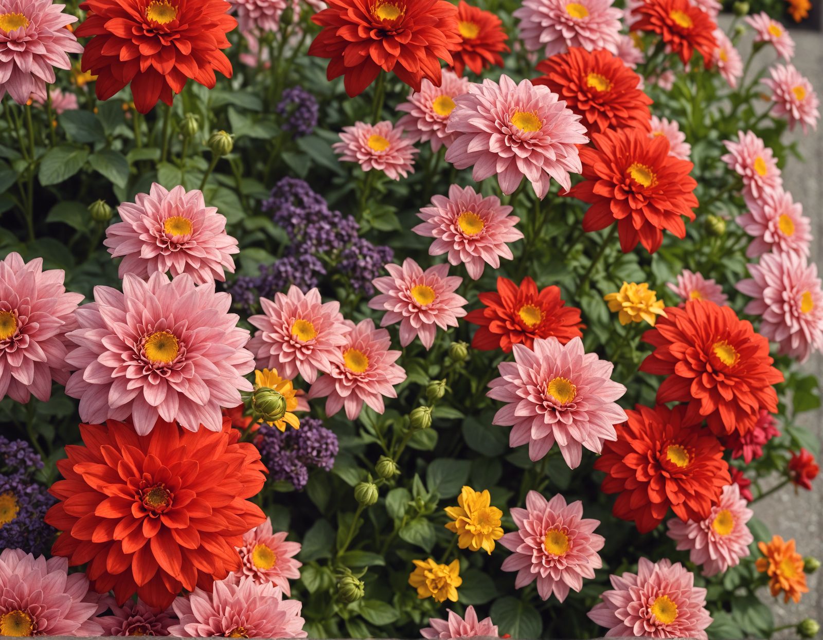 Hyperrealistic City Park Flower Bed in Cinematic HDR