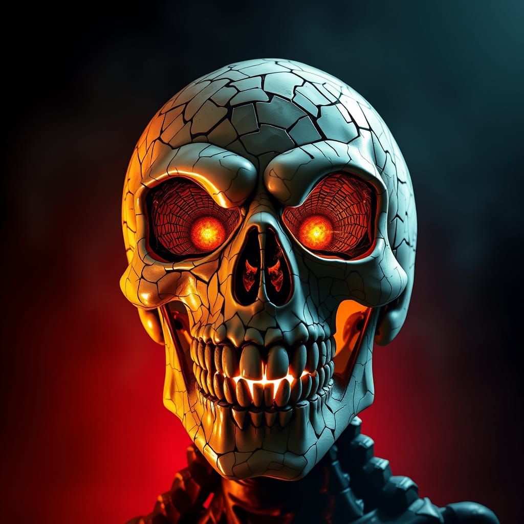Macabre Mosaic Skull Monster in Dark Byzantine Style