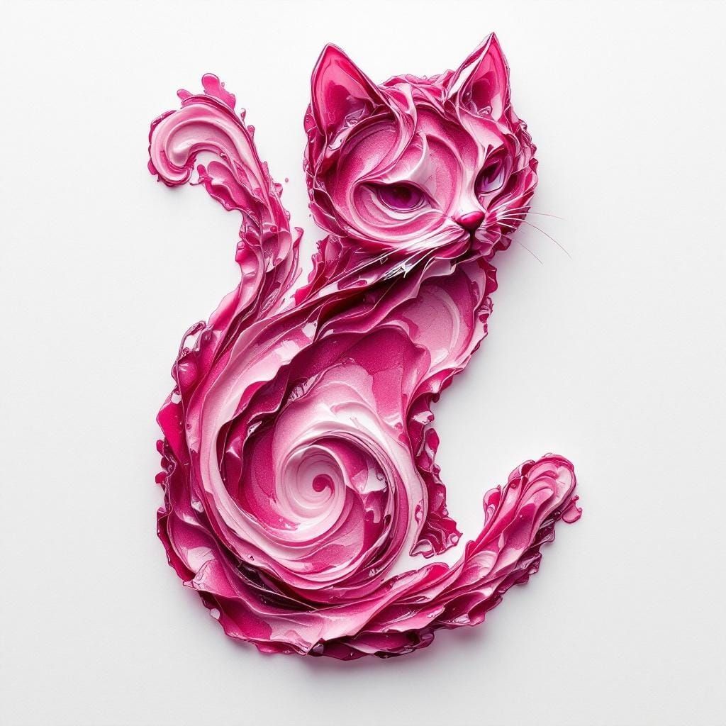 Cranberry Cat: Minimalist Digital Art in Cinematic Style