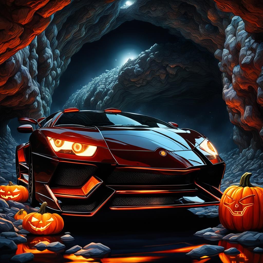 Gigantic Bat in Vivid Cave Scene, Hiperdetaladamente Rendere...