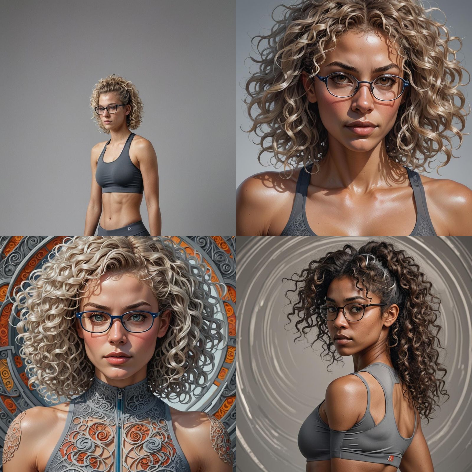 Ethereal Athletic Goddess Caught in a Whirlwind of Grey