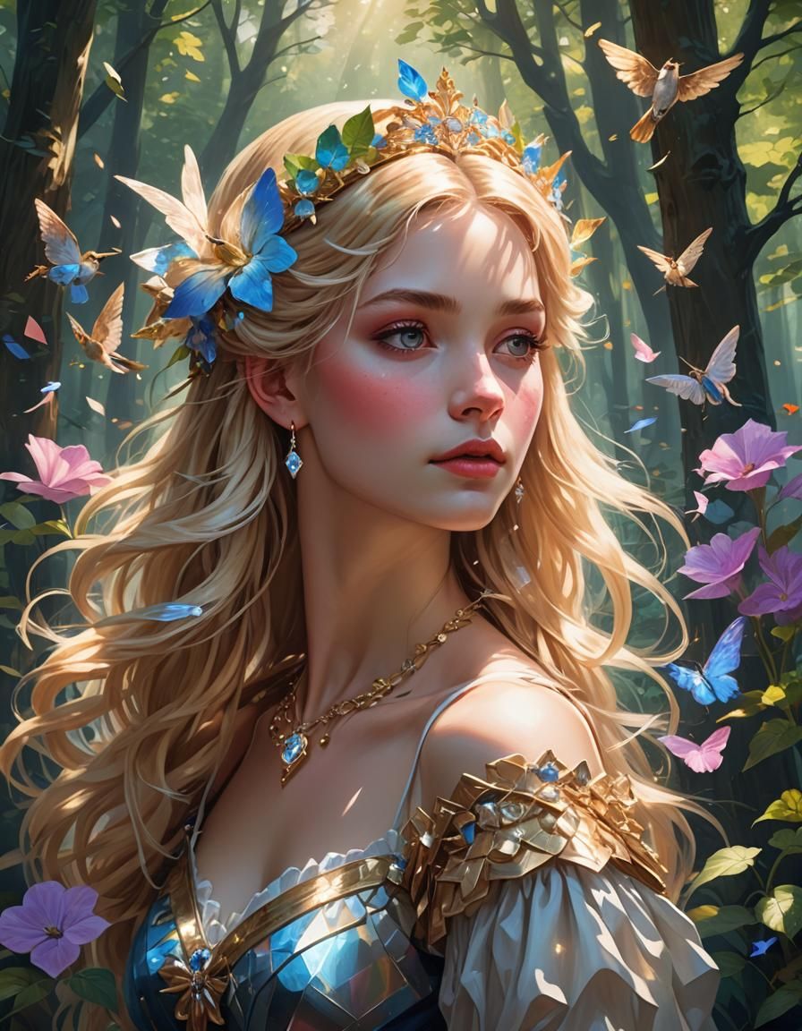 Ballerina in Whimsical Forest Glade